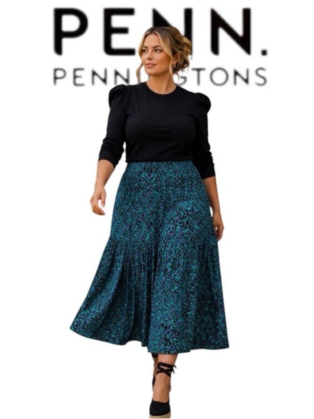 2X Penningtons Pull On Peasant Skirt in Vintage Inspired Print, New With Tags
